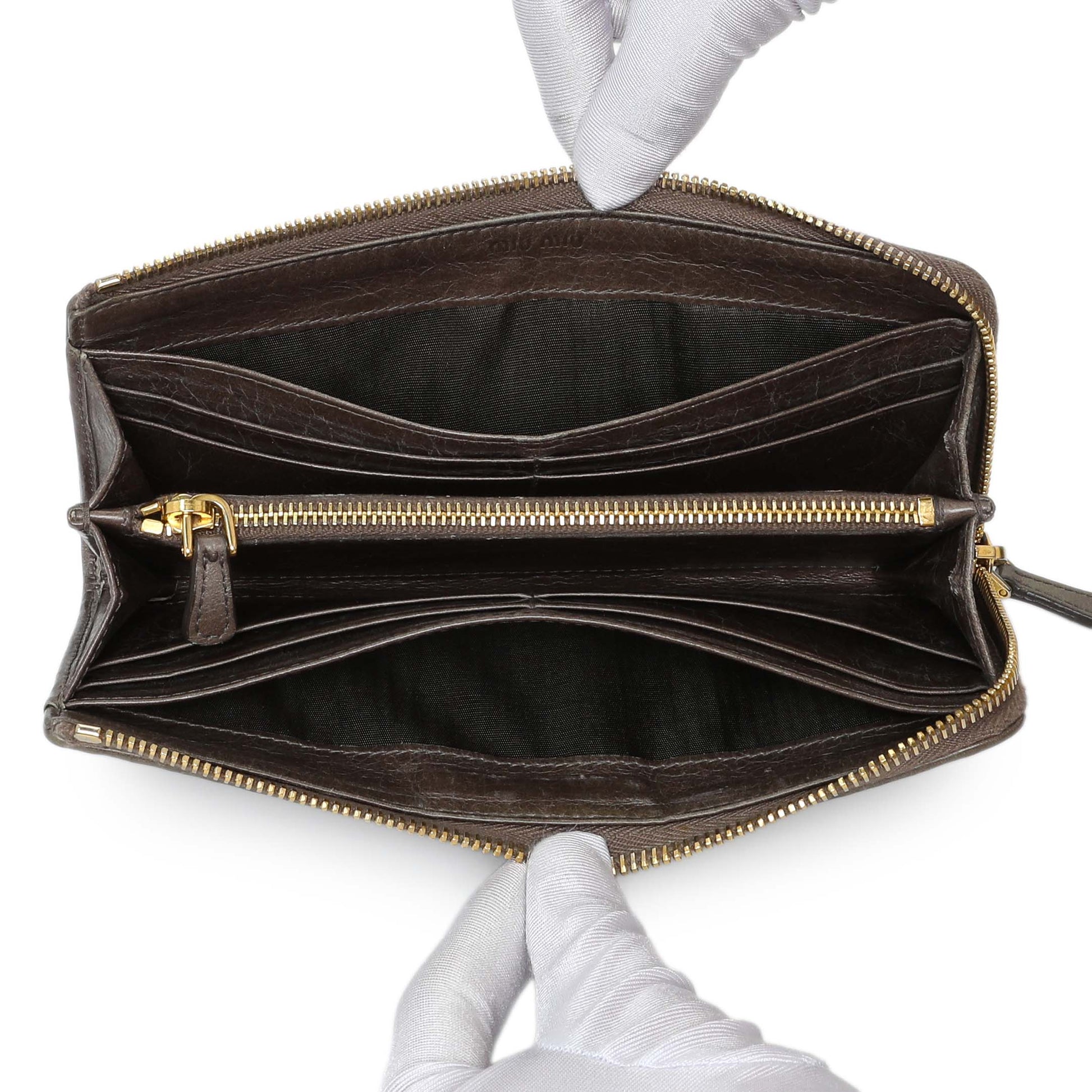 Exclusive Miu Miu Grey Nappa Matelasse Zip Wallet — Alternate View 8