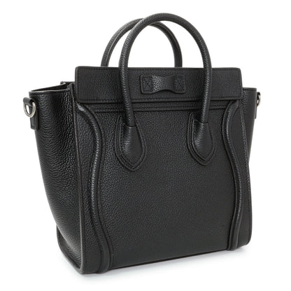 Exclusive Celine Black Drummed Calfskin Nano Luggage Tote — Side View