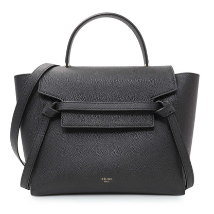 Exclusive Celine Black Grained Calfskin Micro Belt Bag — Front View