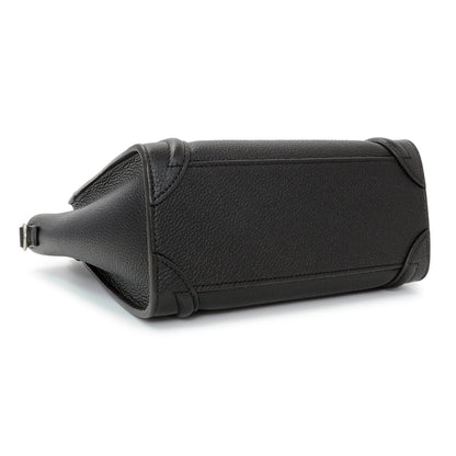 Exclusive Celine Black Drummed Calfskin Nano Luggage Tote — Back View