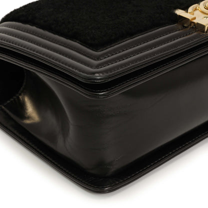 Exclusive Chanel Black Shearling Medium Boy Bag — Detail View