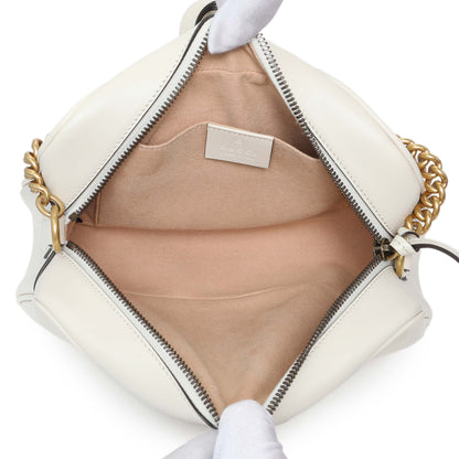 Exclusive Gucci White Calfskin Matelasse Small GG Marmont Chain Shoulder Bag — Top View