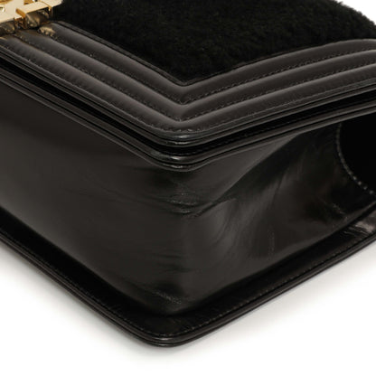 Exclusive Chanel Black Shearling Medium Boy Bag — Lifestyle View