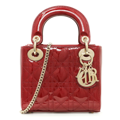 Exclusive Christian Dior Red Patent Cannage Mini Lady Dior — Front View