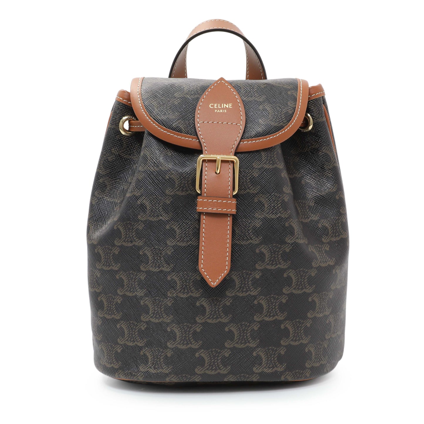 Exclusive Celine Triomphe Canvas Calfskin Mini Folco Backpack — Front View