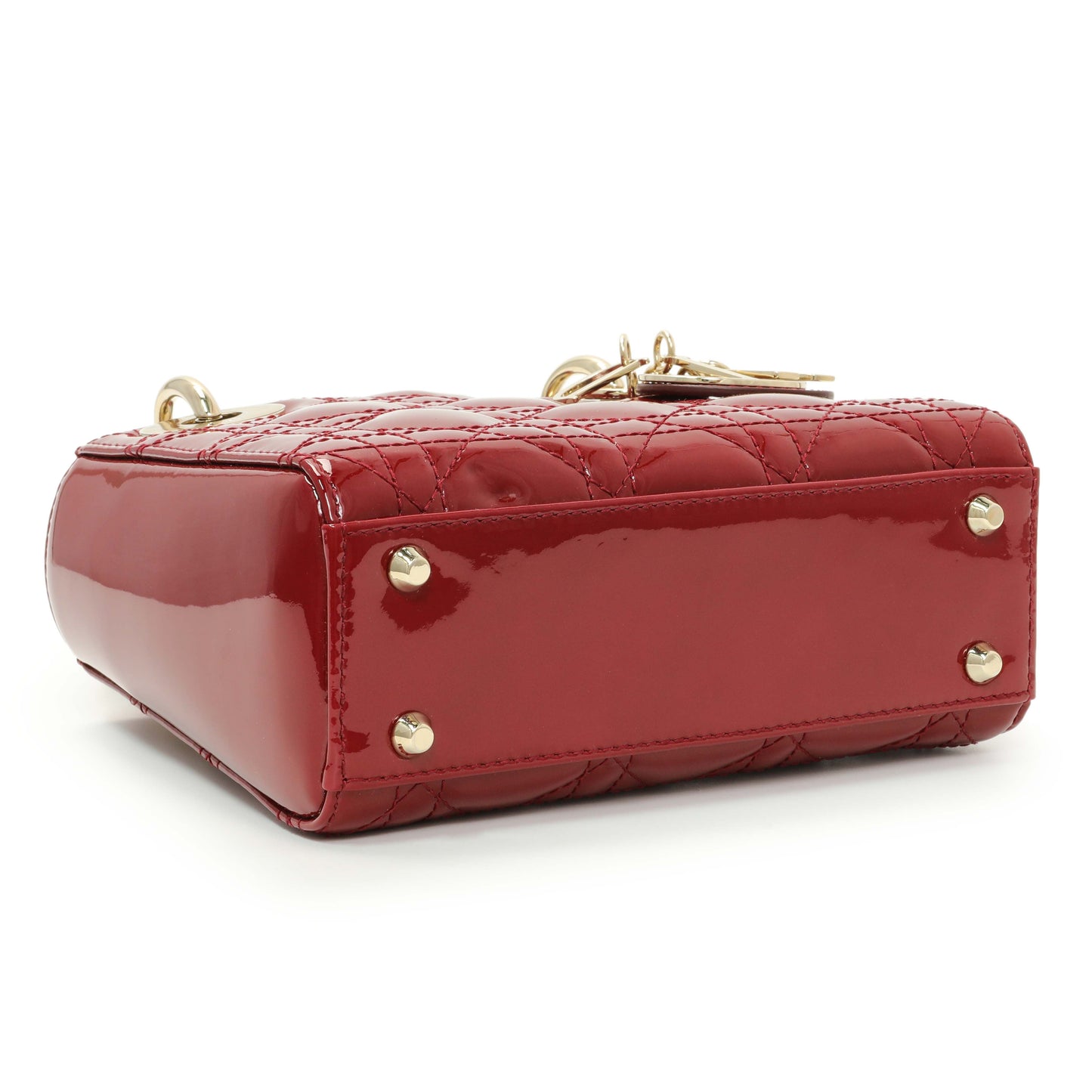 Exclusive Christian Dior Red Patent Cannage Mini Lady Dior — Back View