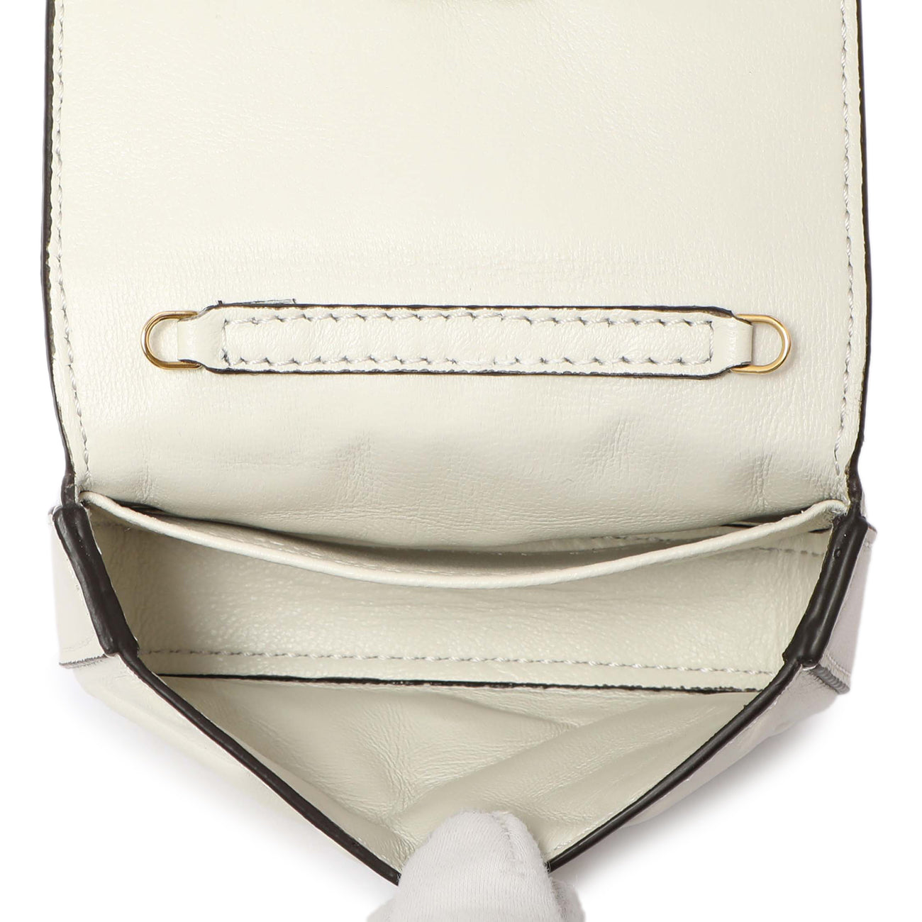 Exclusive Fendi White Nappa Matisse FF Embossed Nano Baguette Charm — Top View