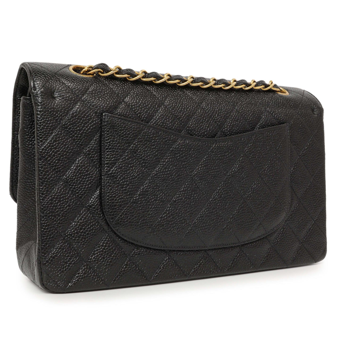 Exclusive Chanel Black Quilted Caviar Medium Classic Double Flap — Side View