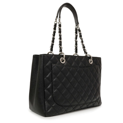 Exclusive Chanel Black Quilted Caviar Grand Shopping Tote GST — Side View