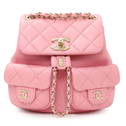 Exclusive Chanel Pink Calfskin Small Duma Backpack — Front View