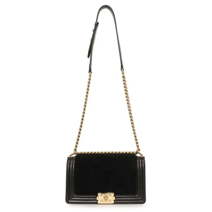 Exclusive Chanel Black Shearling Medium Boy Bag — Front View