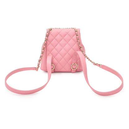 Exclusive Chanel Pink Calfskin Small Duma Backpack — Side View