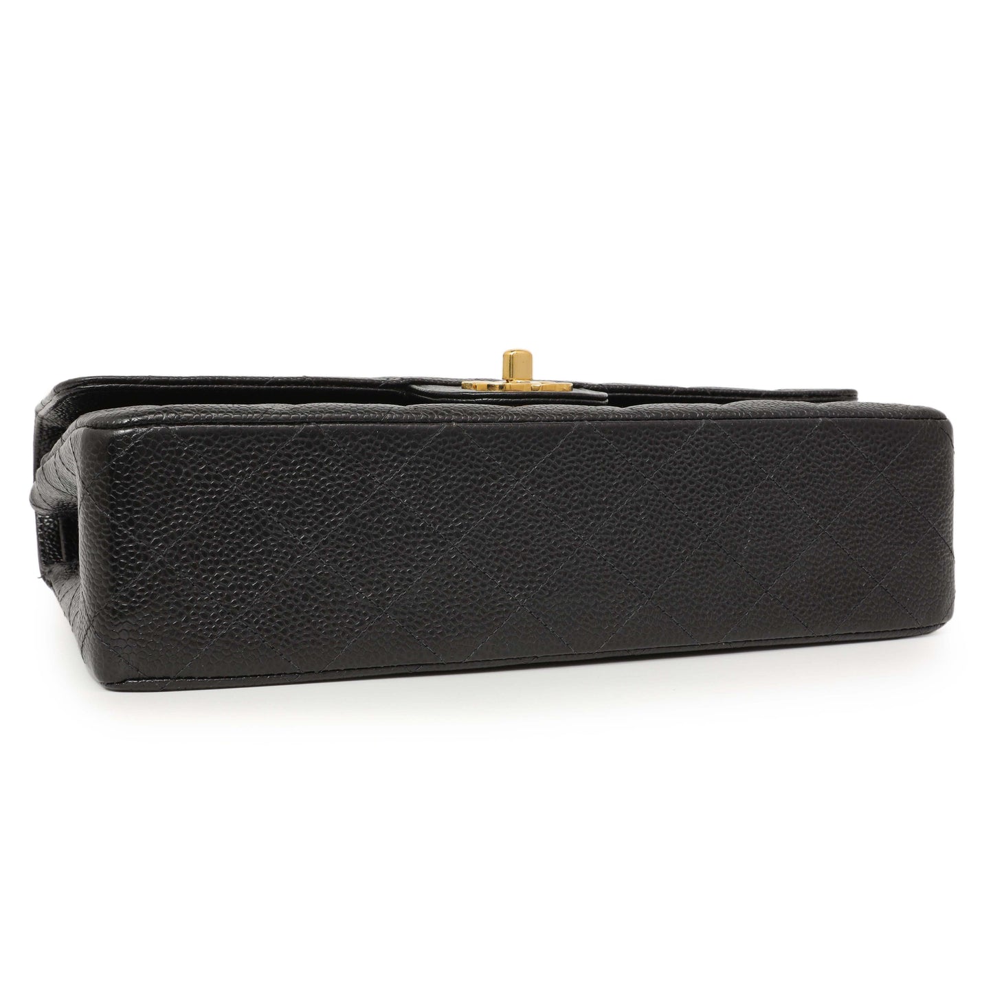 Exclusive Chanel Black Quilted Caviar Medium Classic Double Flap — Back View