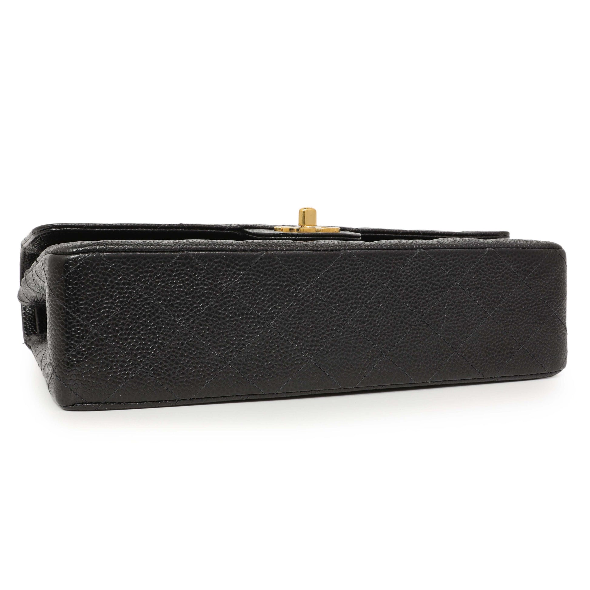 Exclusive Chanel Black Quilted Caviar Medium Classic Double Flap — Back View