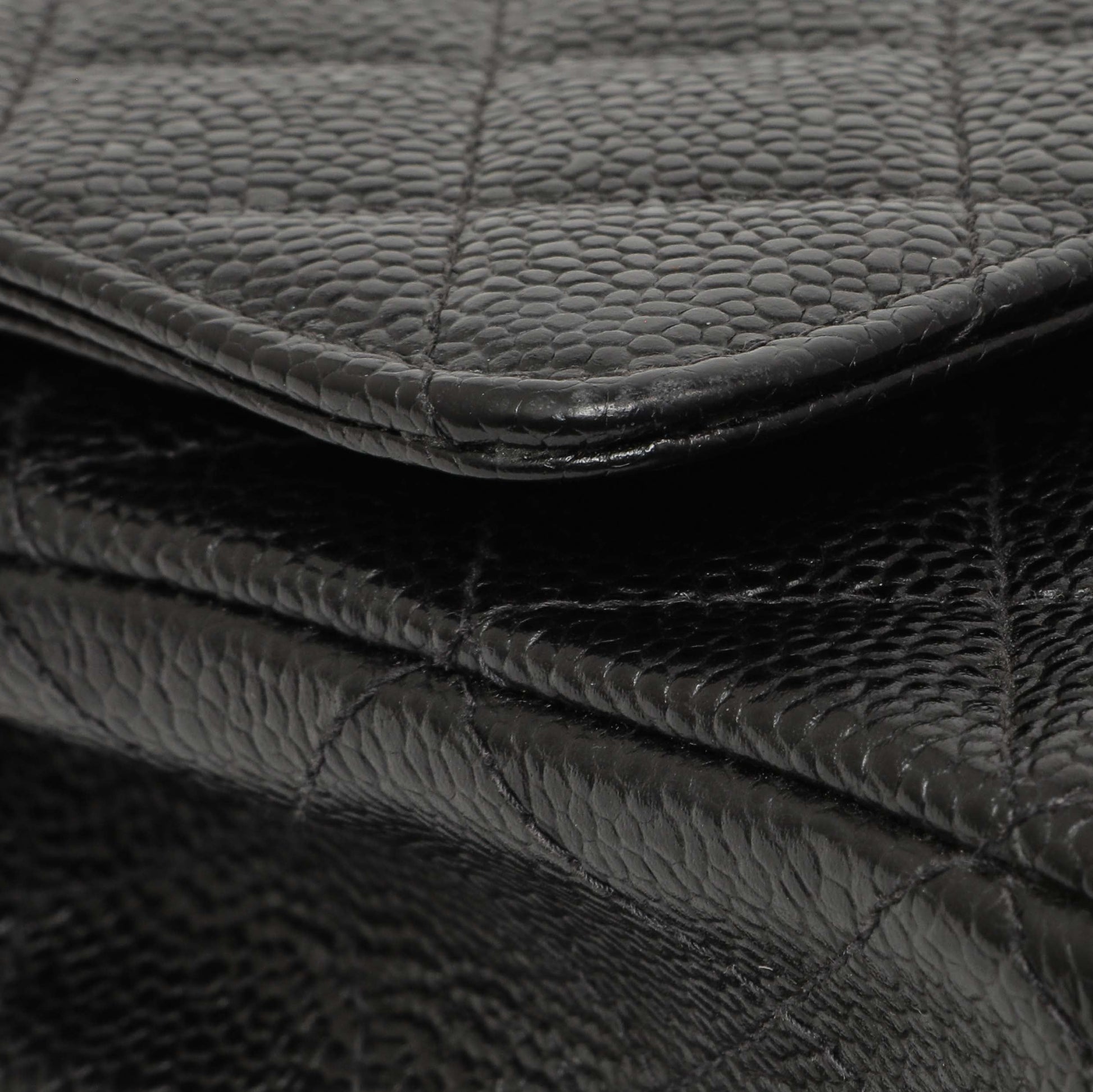 Exclusive Chanel Black Quilted Caviar Medium Classic Double Flap — Alternate View 7