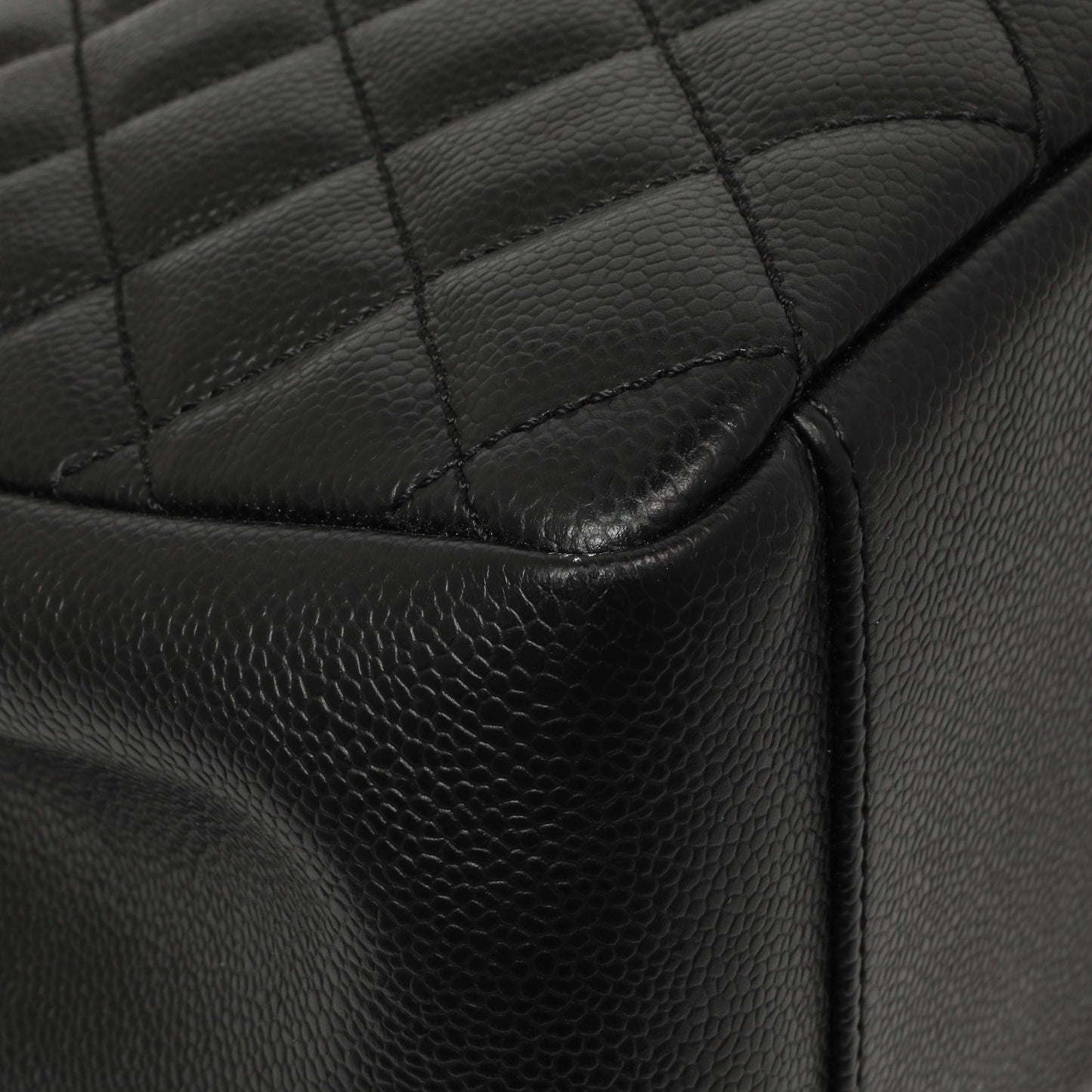 Exclusive Chanel Black Quilted Caviar Grand Shopping Tote GST — Top View