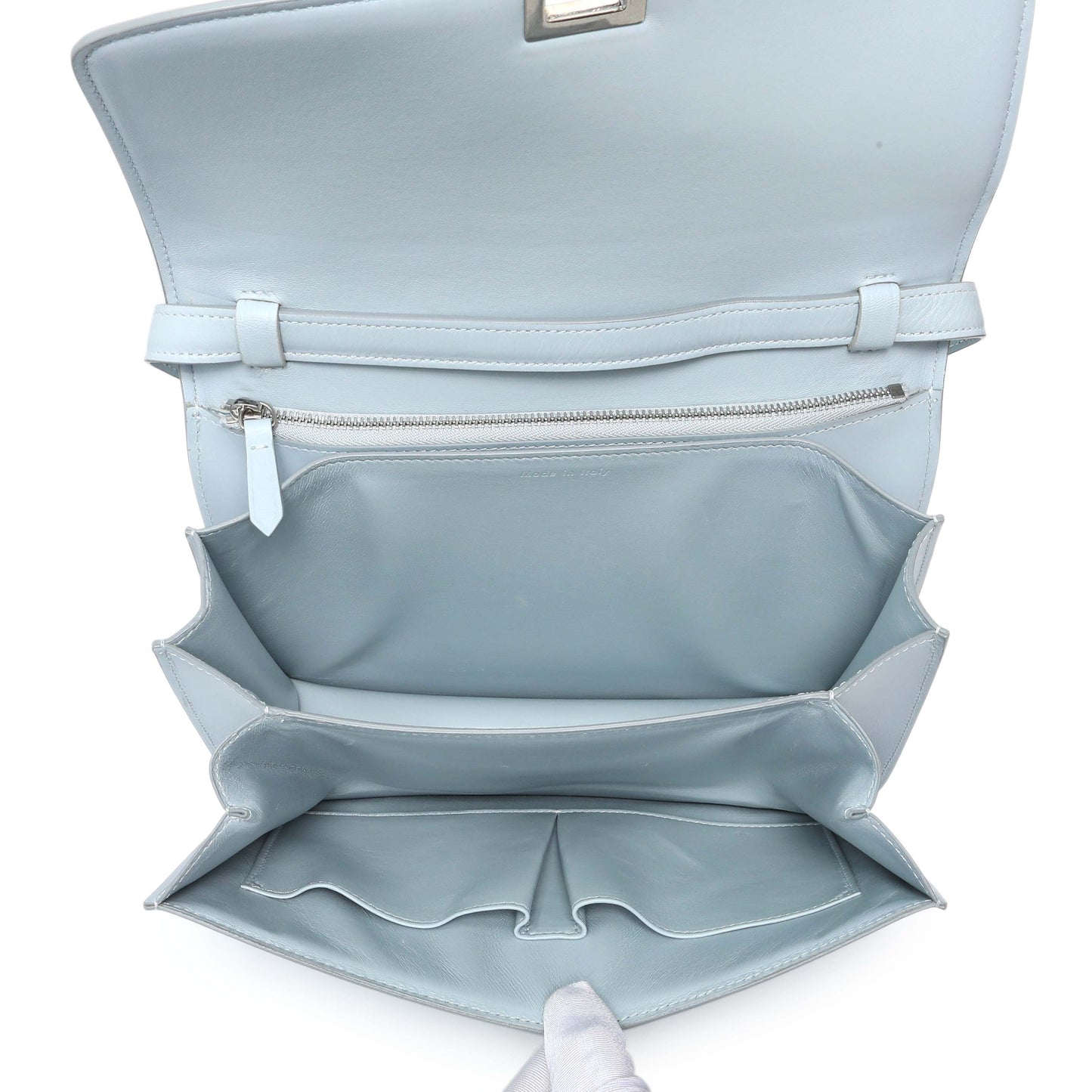 Exclusive Celine Pale Blue Box Calfskin Medium Classic Flap — Top View