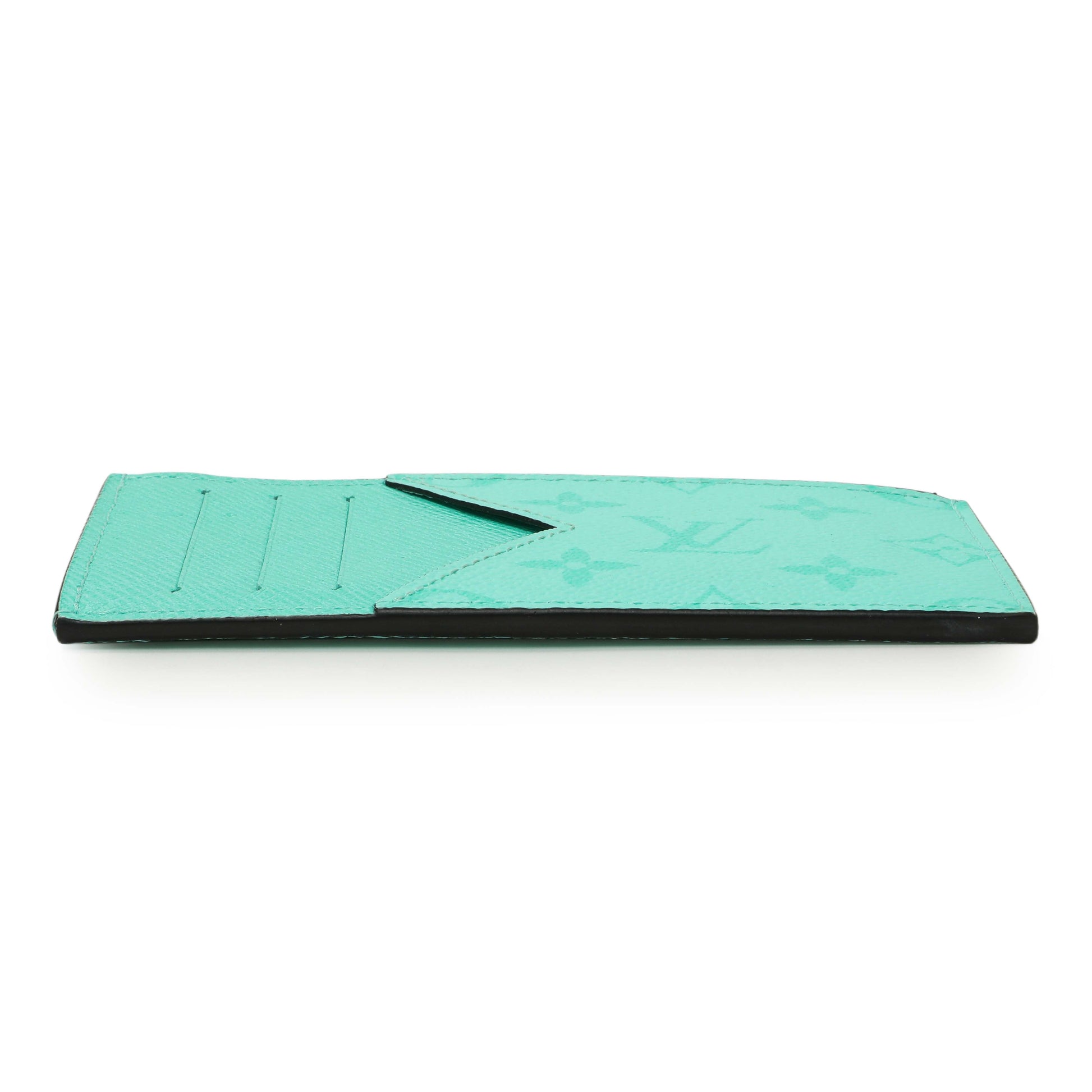 Exclusive Louis Vuitton Teal Taigarama Coin Card Holder — Back View