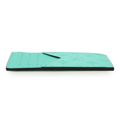 Exclusive Louis Vuitton Teal Taigarama Coin Card Holder — Back View