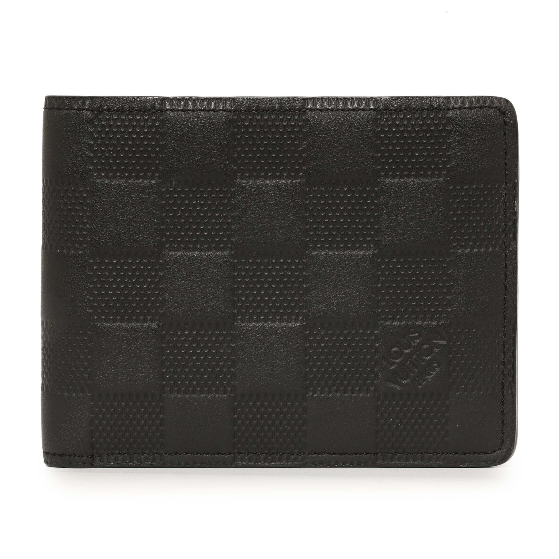 Exclusive Louis Vuitton Black Damier Infini Slender Wallet — Front View