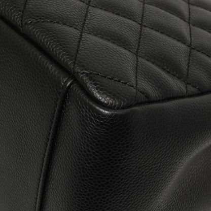 Exclusive Chanel Black Quilted Caviar Grand Shopping Tote GST — Detail View