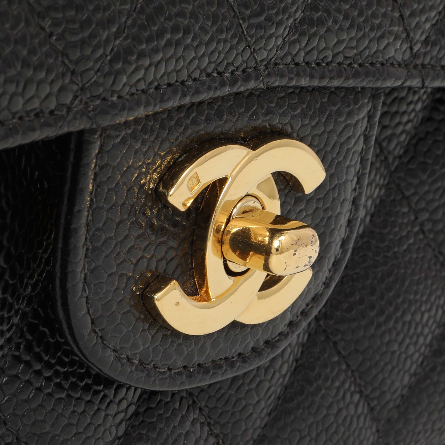 Exclusive Chanel Black Quilted Caviar Medium Classic Double Flap — Alternate View 8