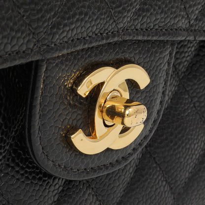 Exclusive Chanel Black Quilted Caviar Medium Classic Double Flap — Alternate View 8