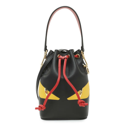 Exclusive Fendi Black Calfskin Monster Mini Mon Tresor Bucket Bag — Front View