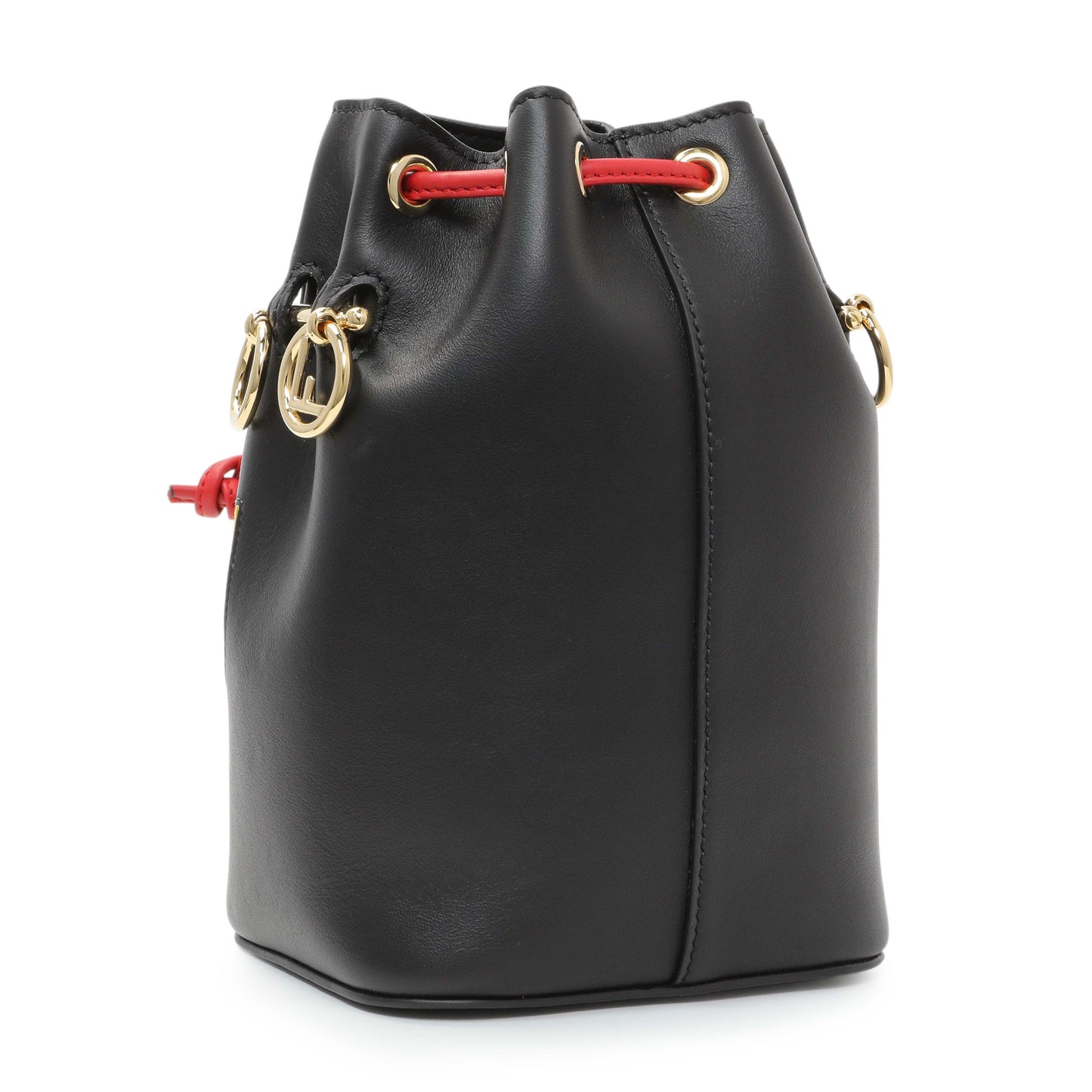 Exclusive Fendi Black Calfskin Monster Mini Mon Tresor Bucket Bag — Side View