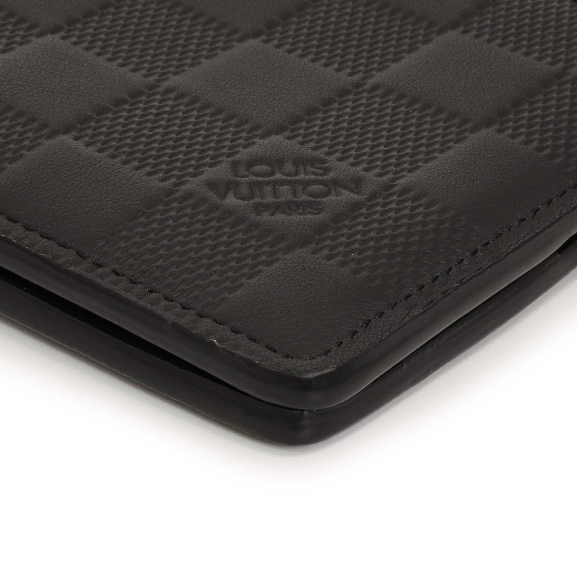 Exclusive Louis Vuitton Black Damier Infini Slender Wallet — Top View