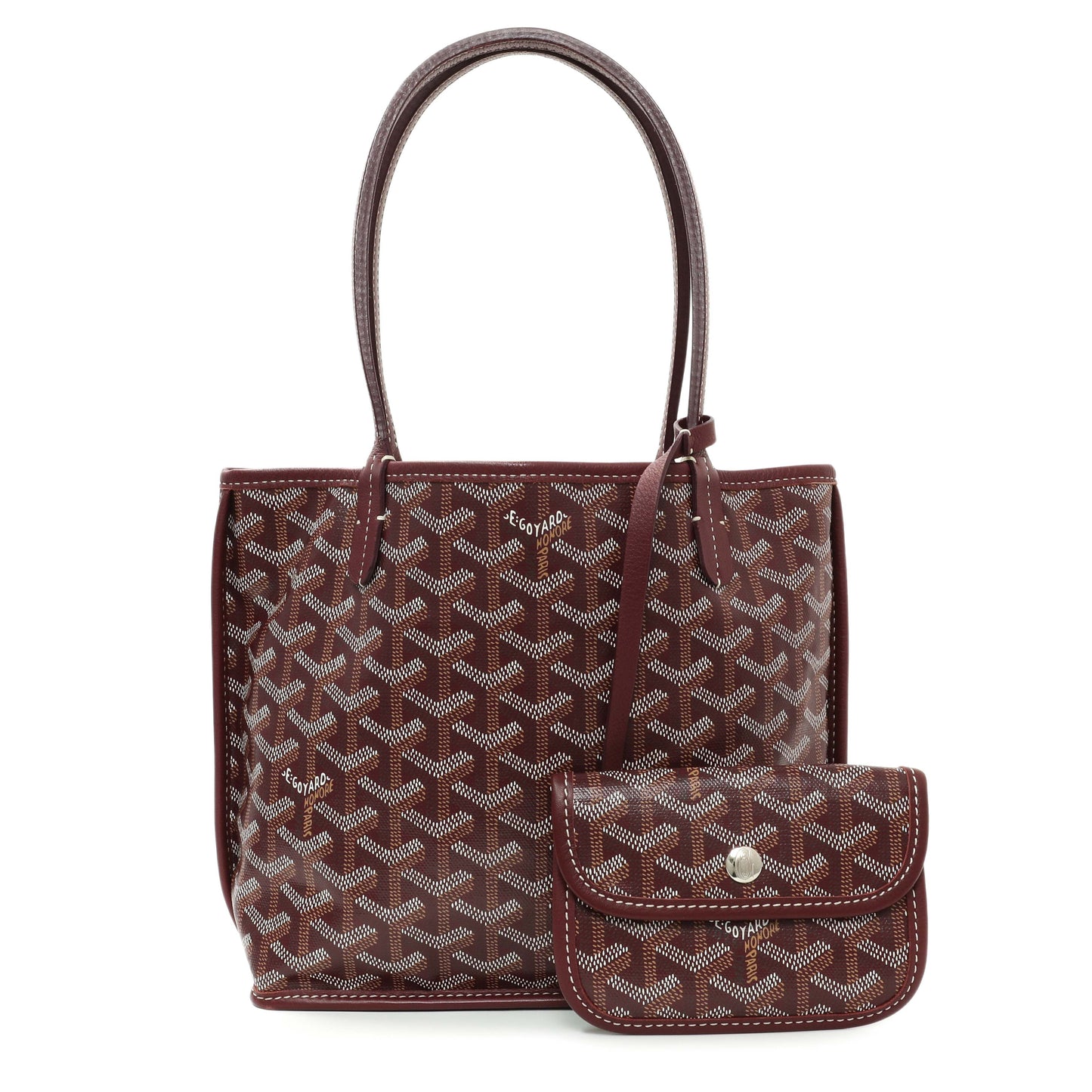 Exclusive Goyard Burgundy Goyardine Reversible Mini Anjou — Front View