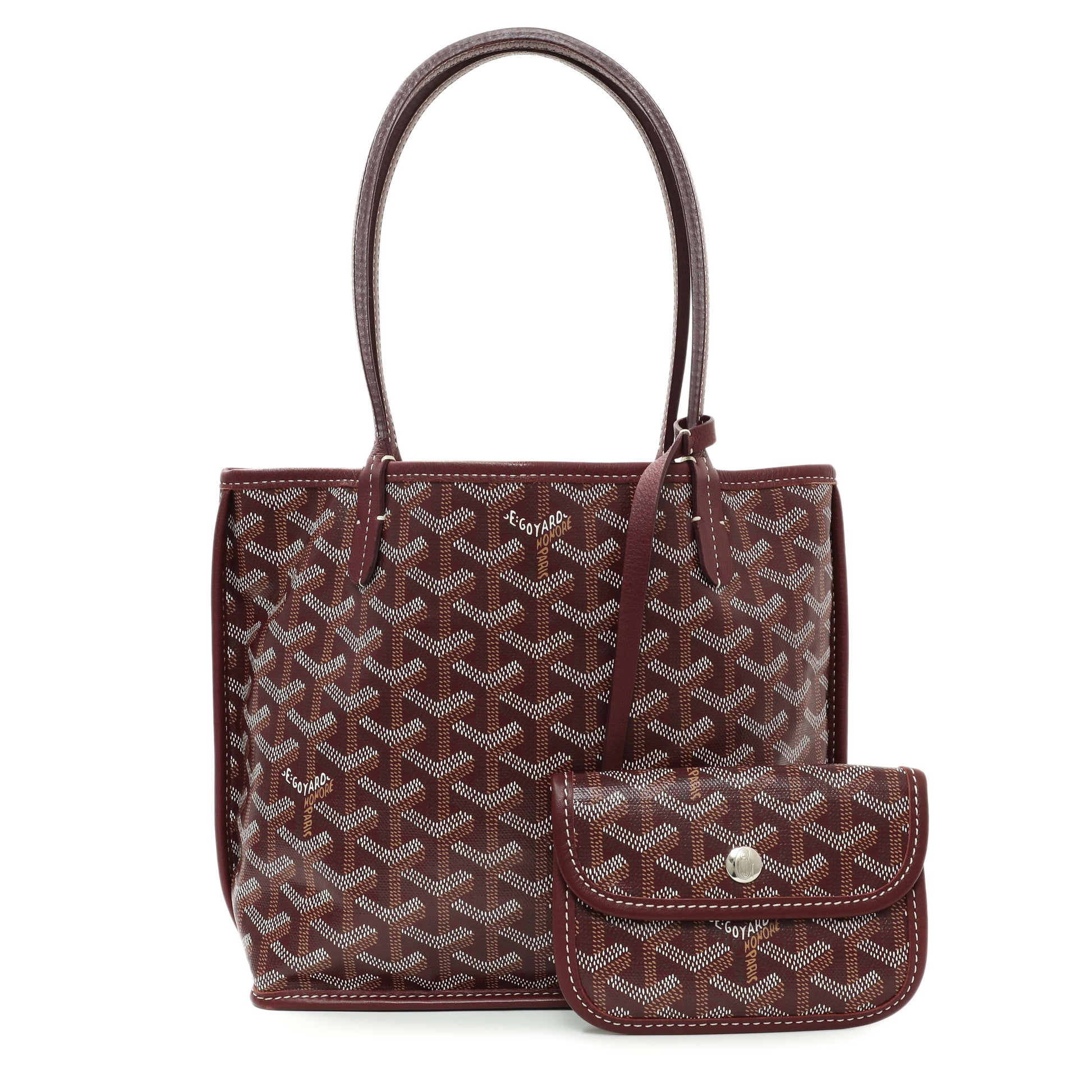 Exclusive Goyard Burgundy Goyardine Reversible Mini Anjou — Front View