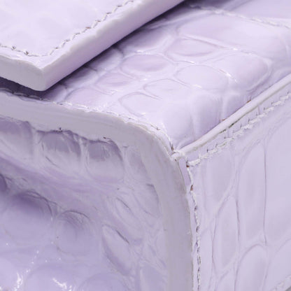 Exclusive Balenciaga Lilac Shiny Calfskin Crocodile Embossed Hourglass Chain Bag — Top View