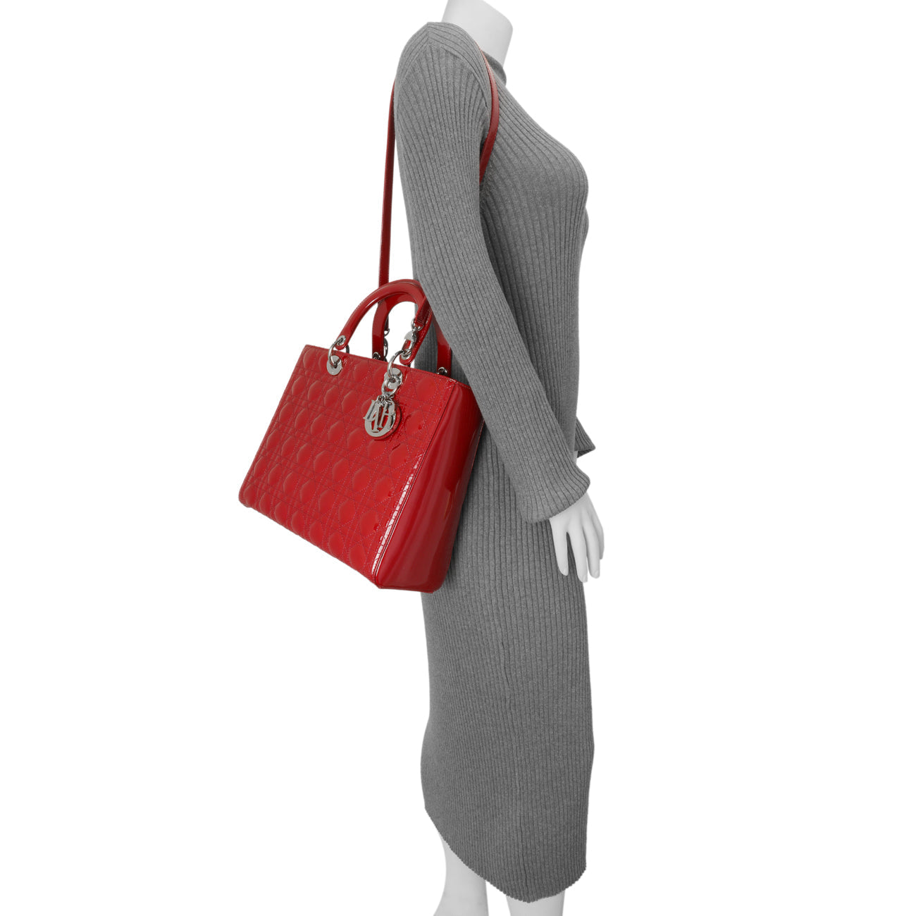 Exclusive Christian Dior Red Patent Cannage Large Lady Dior — Alternate View 15