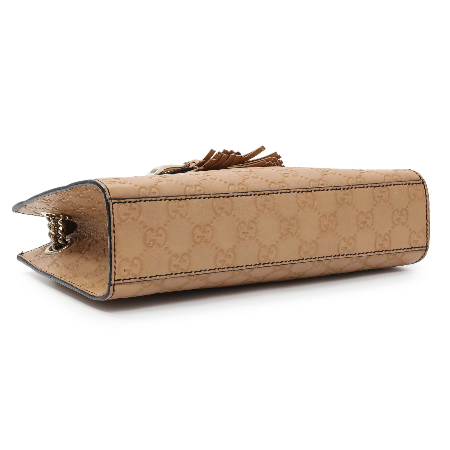 Exclusive Gucci Beige Guccissima Emily Small Chain Shoulder Bag — Back View