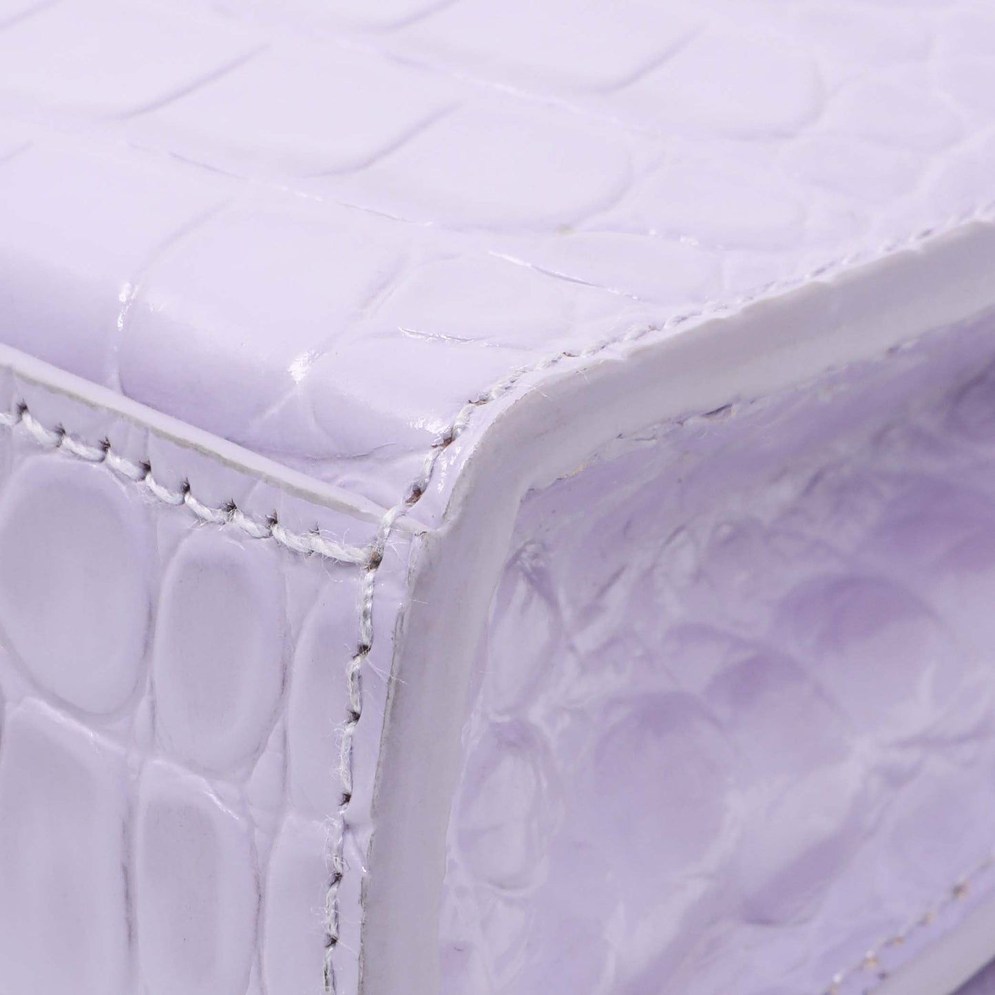 Exclusive Balenciaga Lilac Shiny Calfskin Crocodile Embossed Hourglass Chain Bag — Alternate View 7