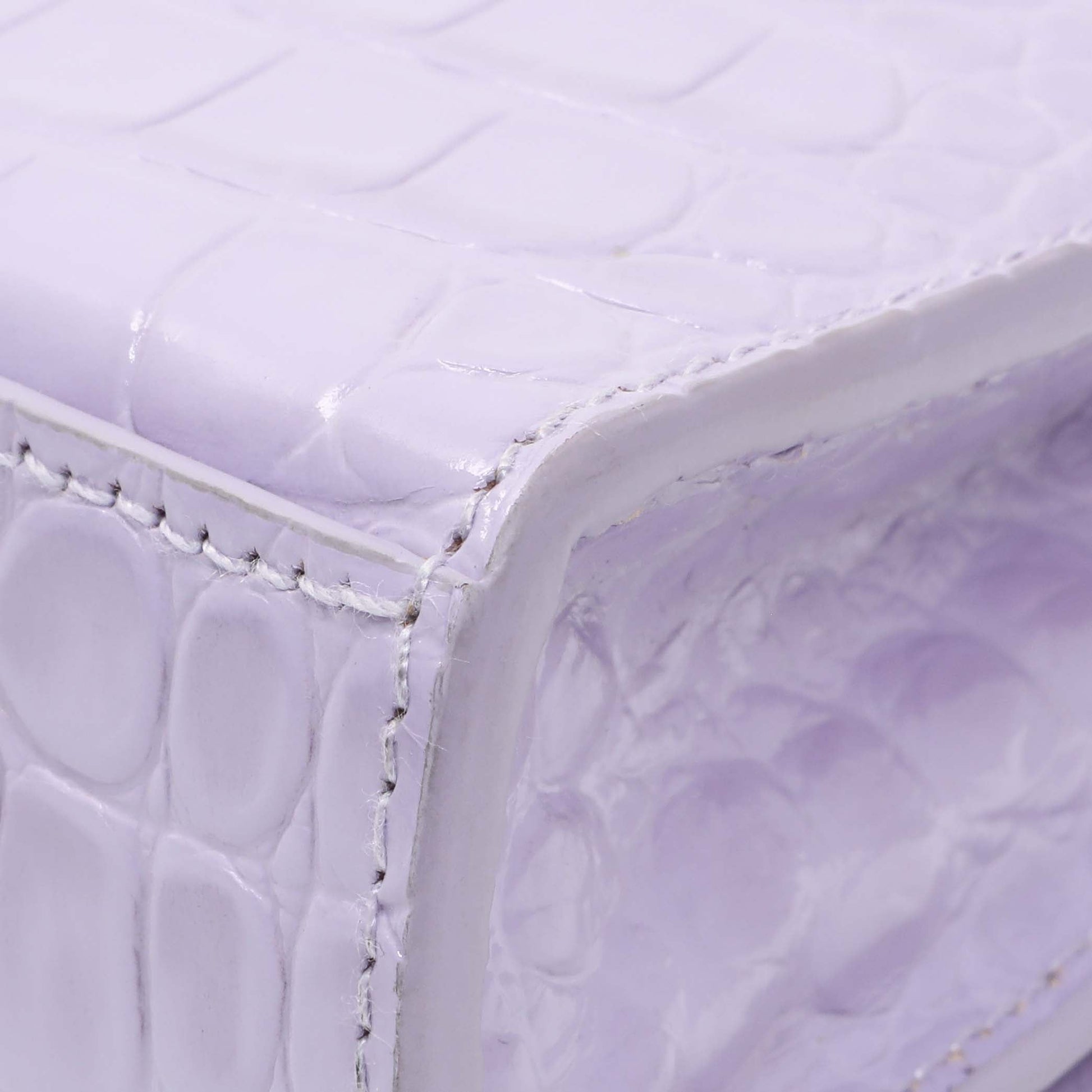 Exclusive Balenciaga Lilac Shiny Calfskin Crocodile Embossed Hourglass Chain Bag — Alternate View 7