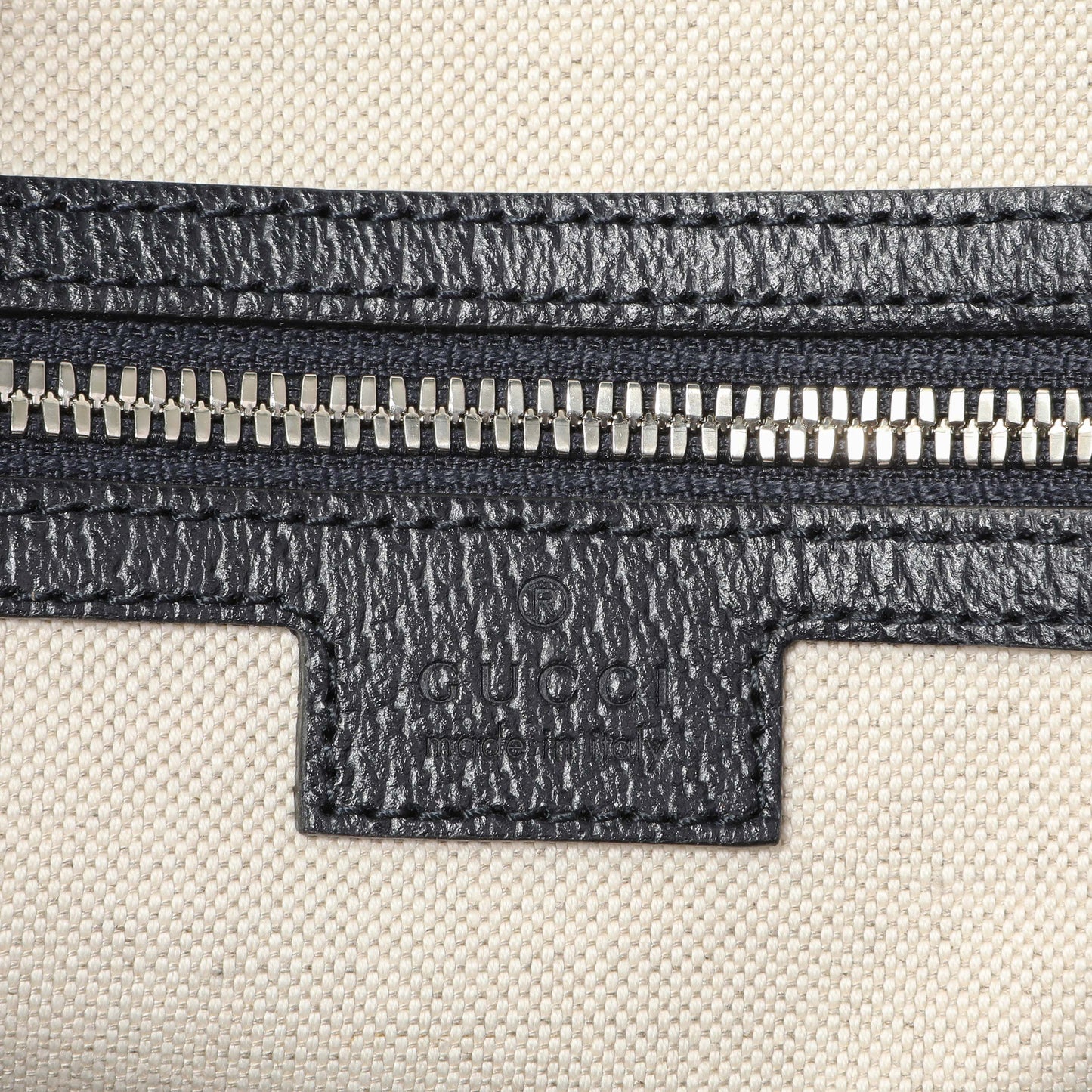 Exclusive Gucci Blue Textured Dollar Calfskin Web Medium Savoy Duffle Bag — Detail View