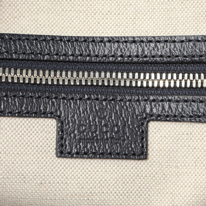 Exclusive Gucci Blue Textured Dollar Calfskin Web Medium Savoy Duffle Bag — Detail View
