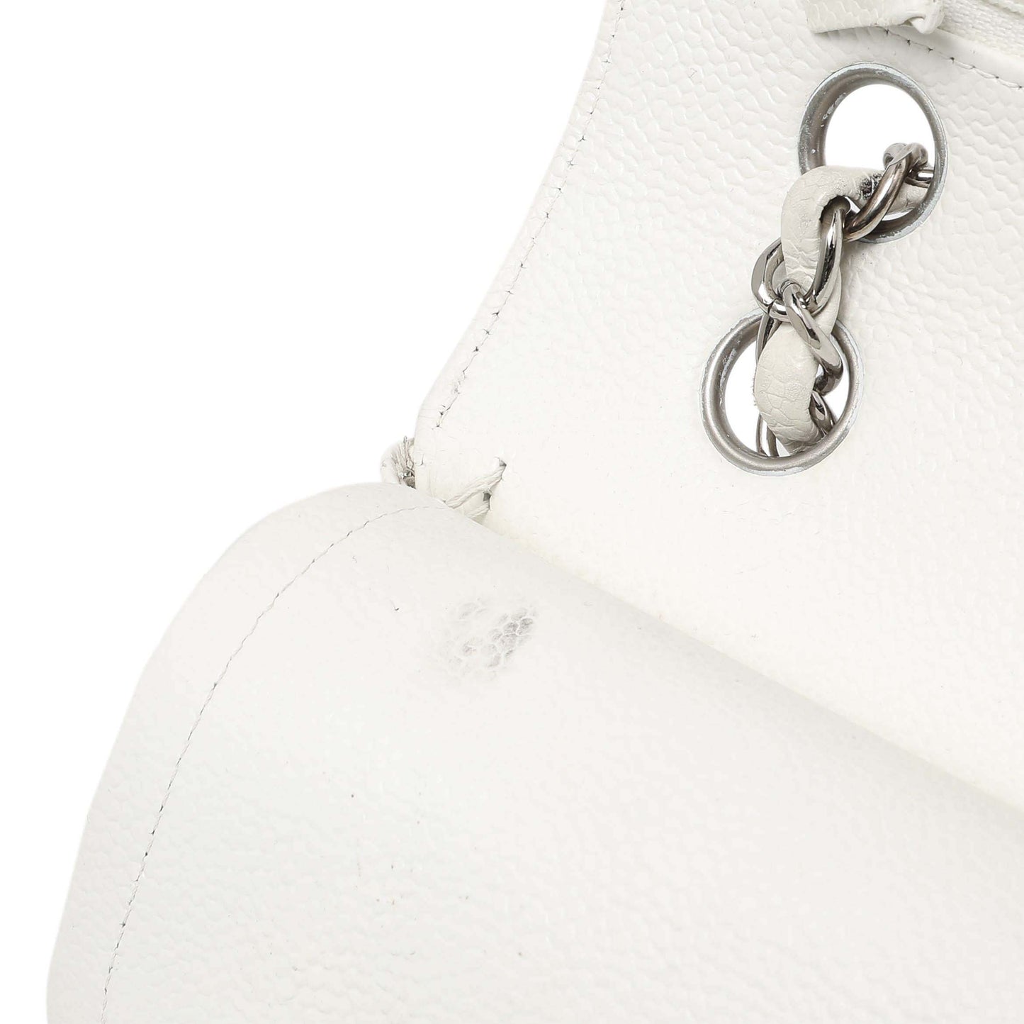 Exclusive Chanel White Quilted Caviar Medium Classic Double Flap — Alternate View 11