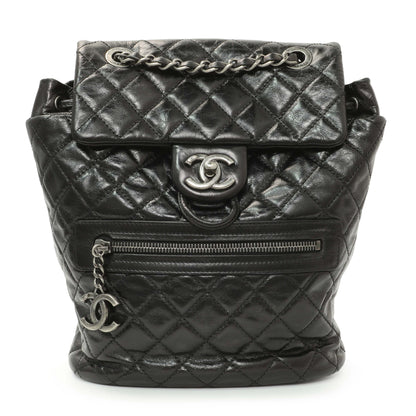 Exclusive Chanel Black Glazed Calfskin Salzburg Mountain Backpack — Front View