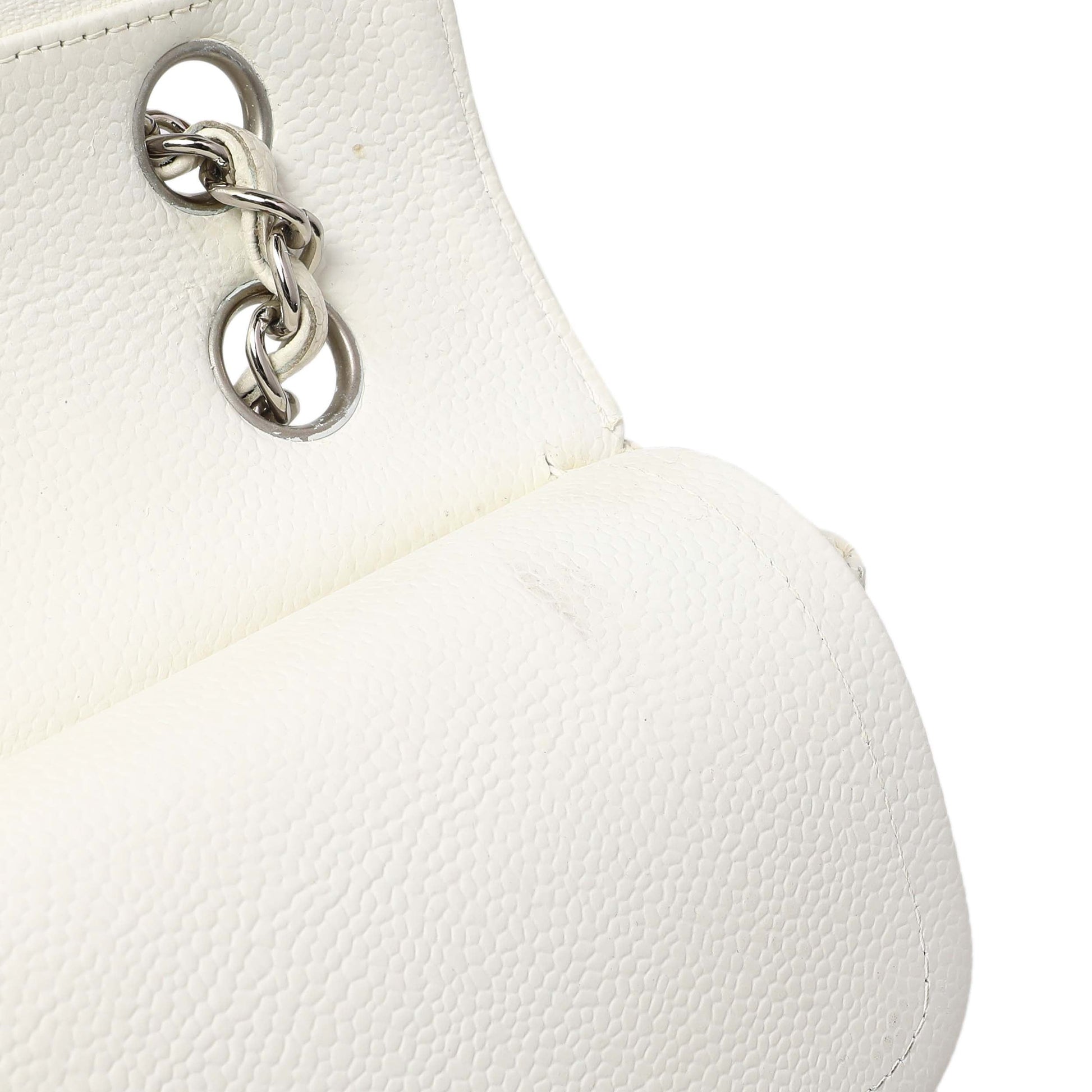 Exclusive Chanel White Quilted Caviar Medium Classic Double Flap — Alternate View 12