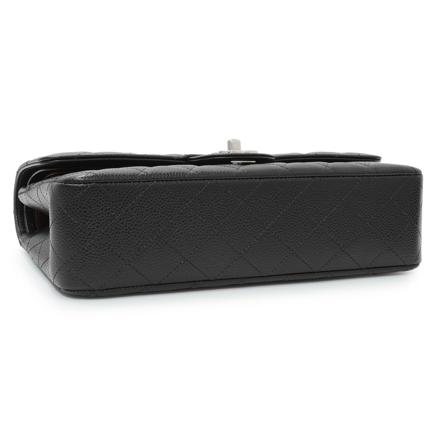 Exclusive Chanel Black Quilted Caviar Medium Double Flap — Back View