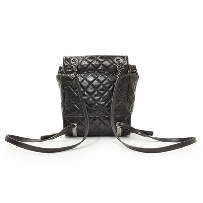 Exclusive Chanel Black Glazed Calfskin Salzburg Mountain Backpack — Side View