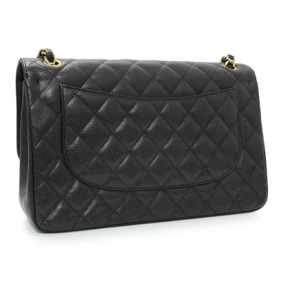Exclusive Chanel Black Caviar Jumbo Classic Double Flap — Side View