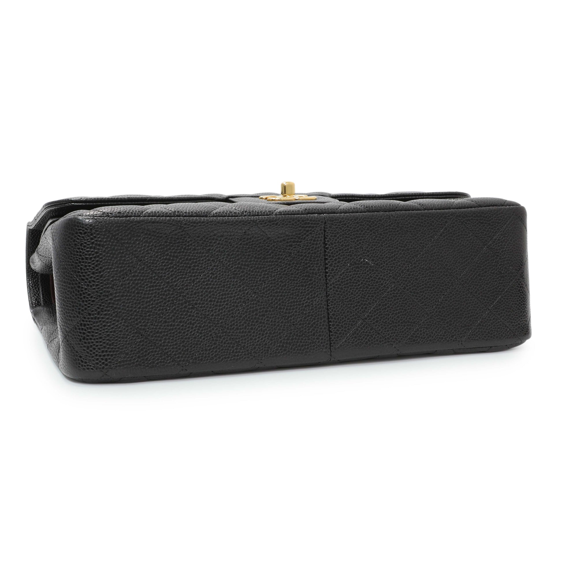 Exclusive Chanel Black Caviar Jumbo Classic Double Flap — Back View