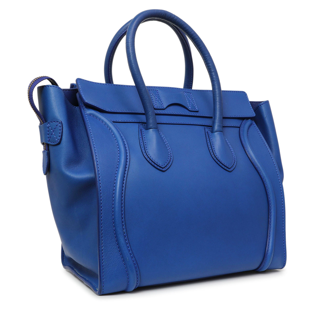 Exclusive Celine Blue Smooth Calfskin Mini Luggage Tote — Side View