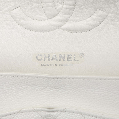 Exclusive Chanel White Quilted Caviar Medium Classic Double Flap — Alternate View 9