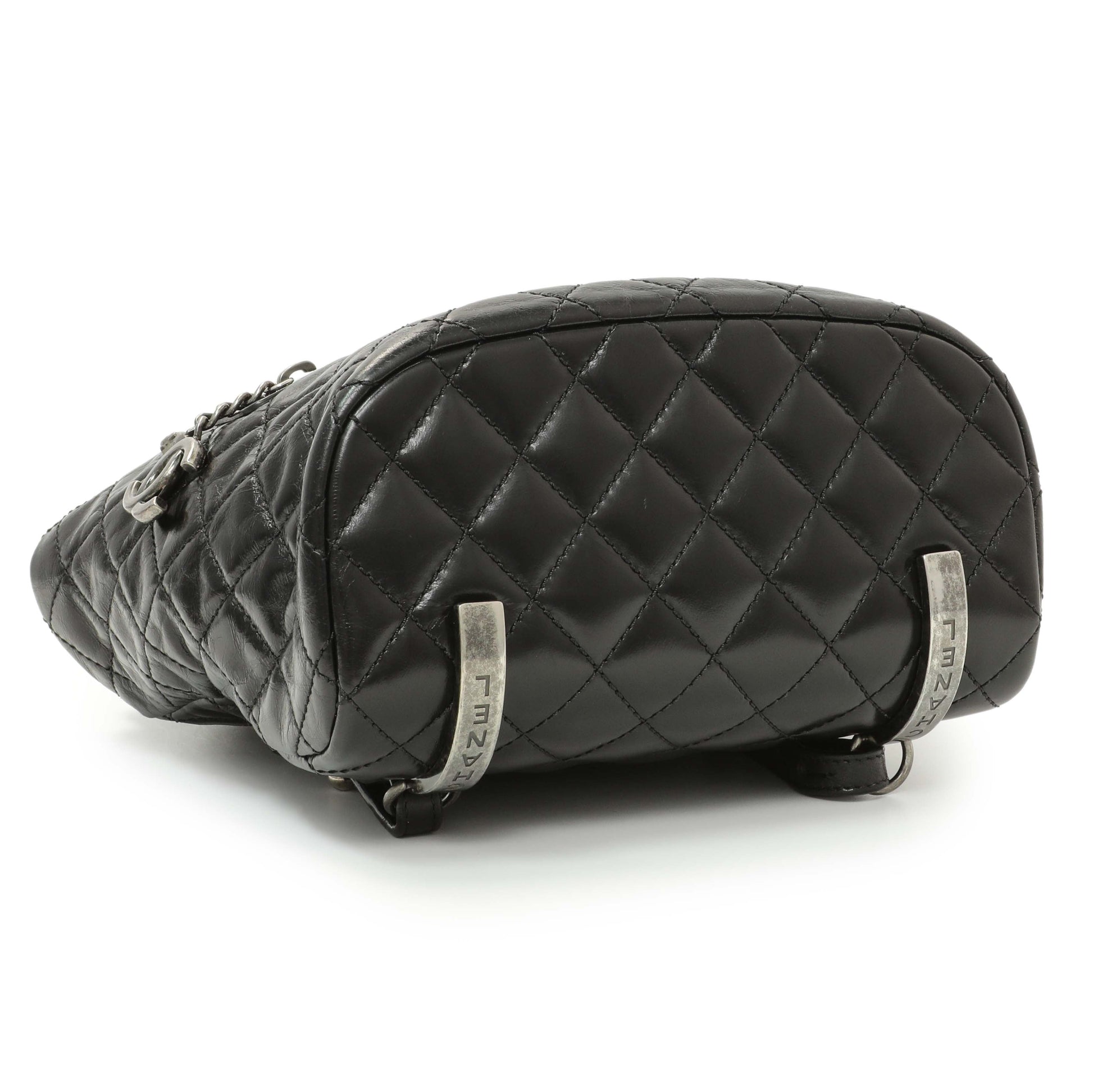 Exclusive Chanel Black Glazed Calfskin Salzburg Mountain Backpack — Back View