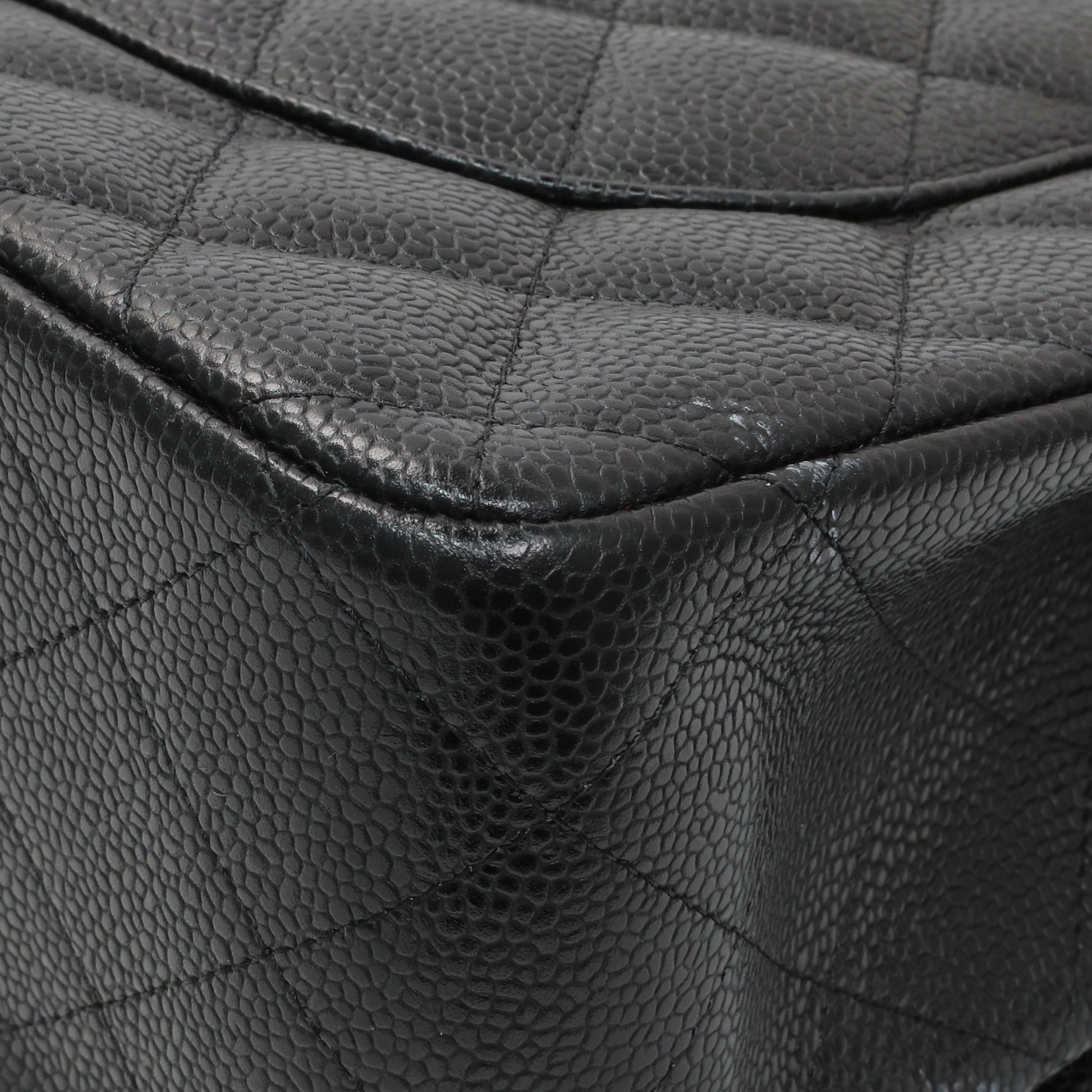 Exclusive Chanel Black Caviar Jumbo Classic Double Flap — Alternate View 7